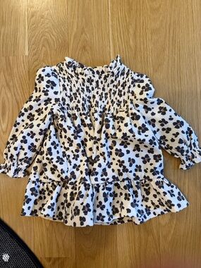 Mayoral White Top with Black Floral Print